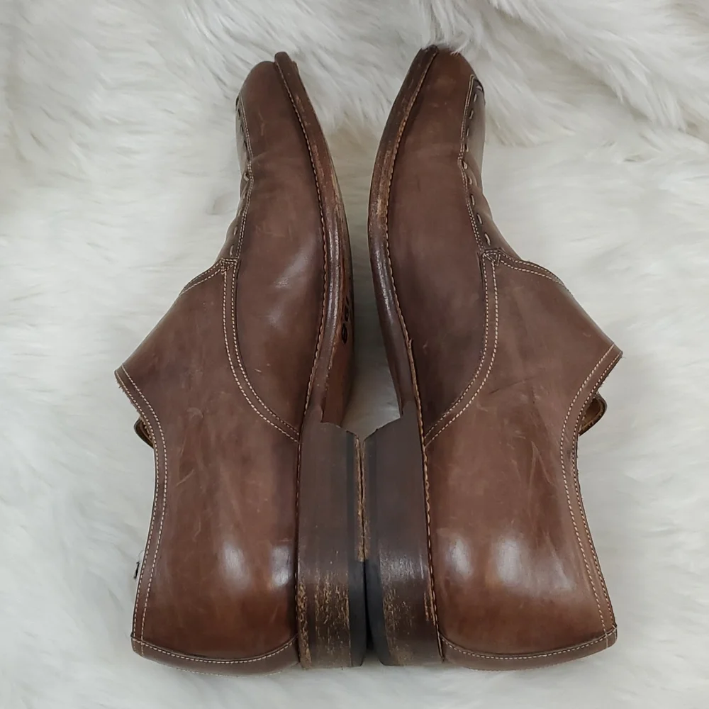 Canali Brown Leather Oxford Buckle Shoes 45.5 11.5  Made Italy Designer Dress